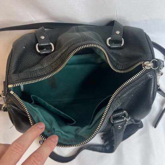 Coach Black Leather Avery Boston Barrel Crossbody HandBag Satchel Purse - Picture 9 of 16